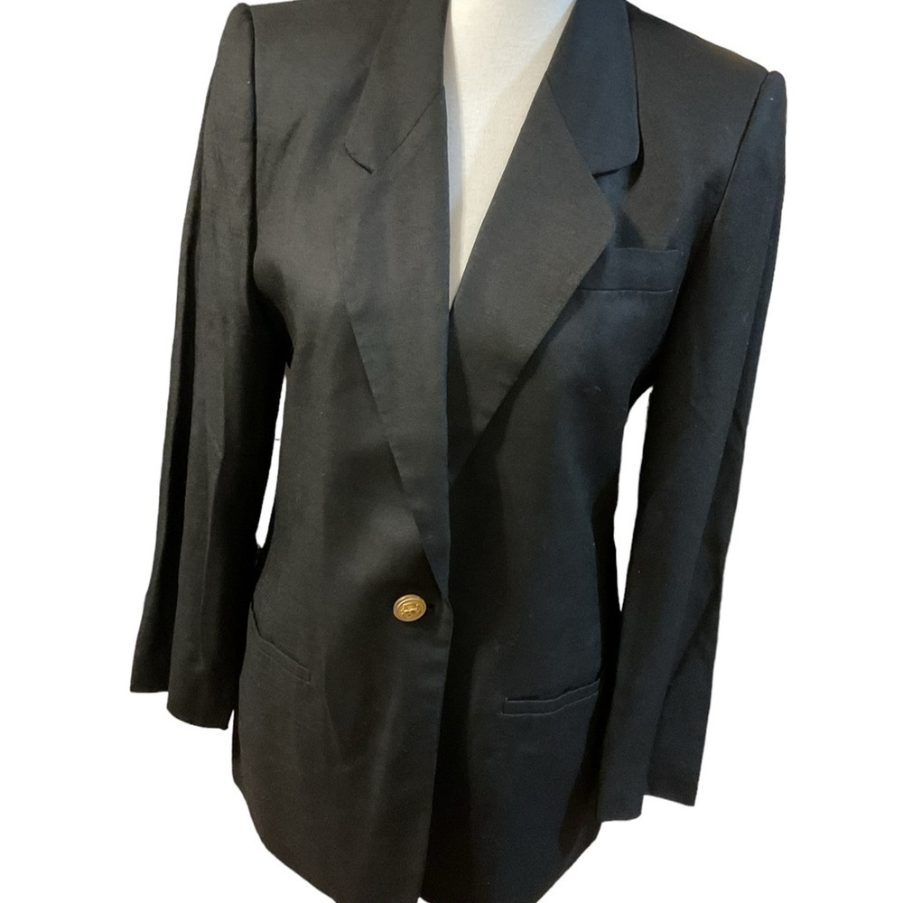 Talbots Black Linen Blend 6P Blazer